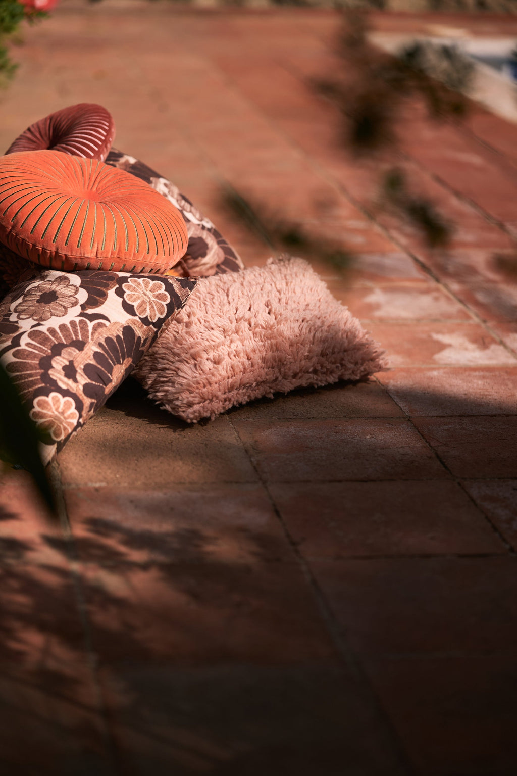 Coussin frange blush