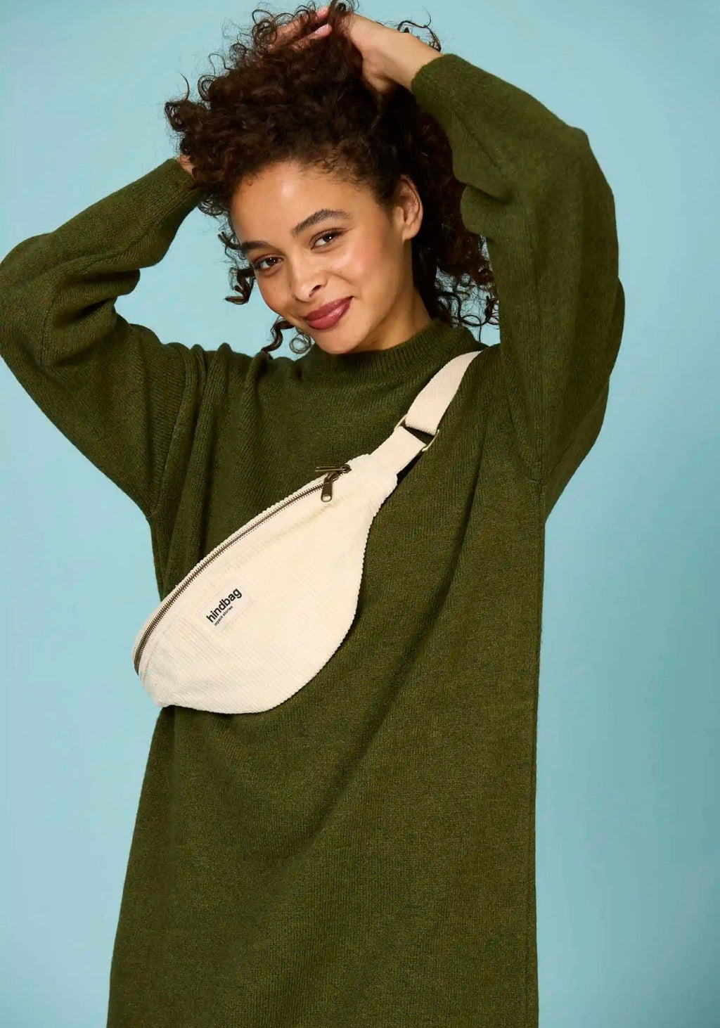 Sac banane velours ivoire