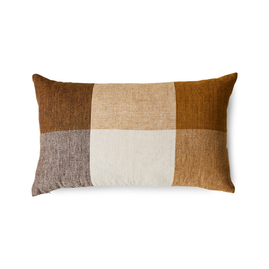 Coussin à carreaux marron