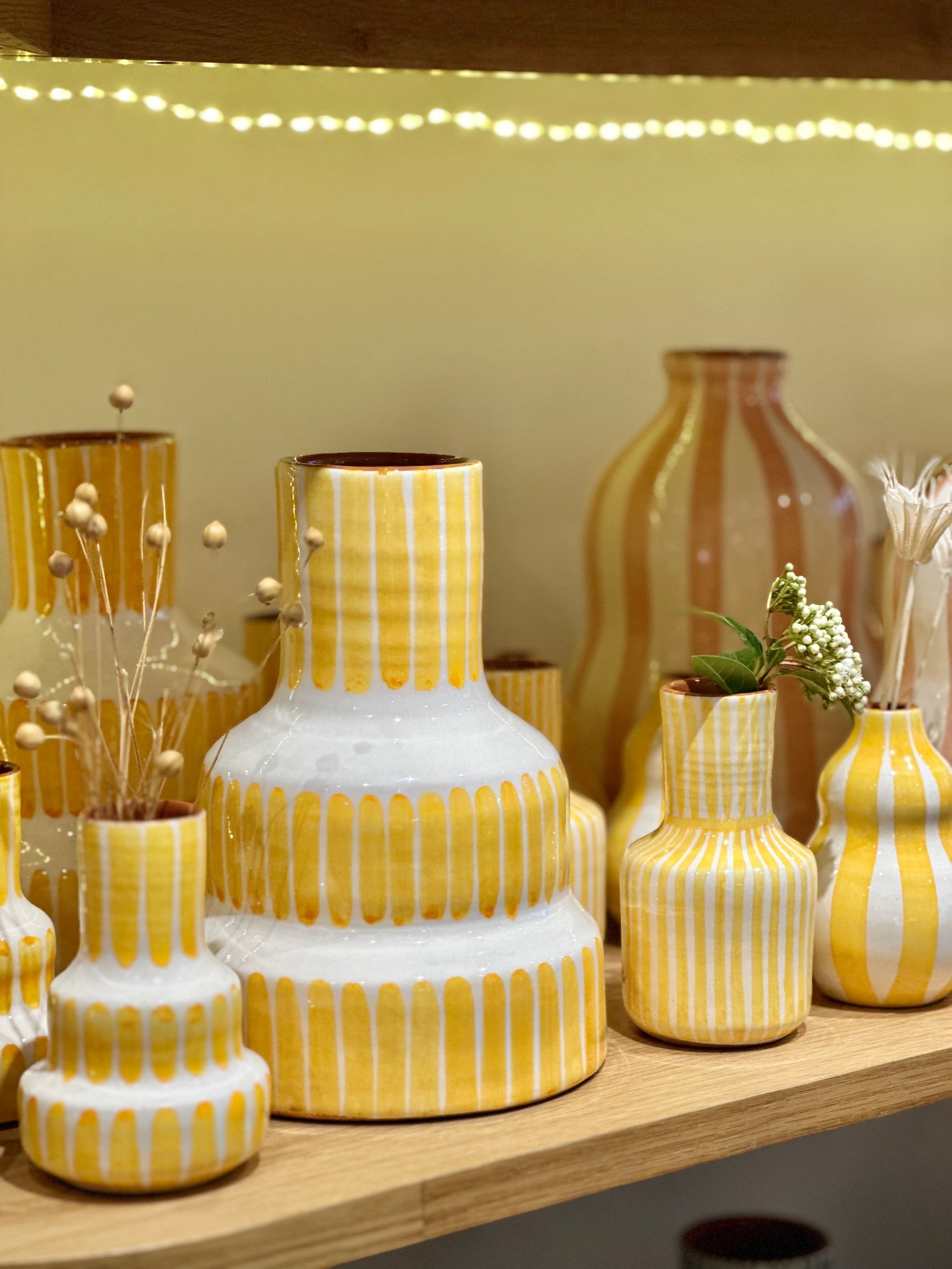Vase rayure jaune S