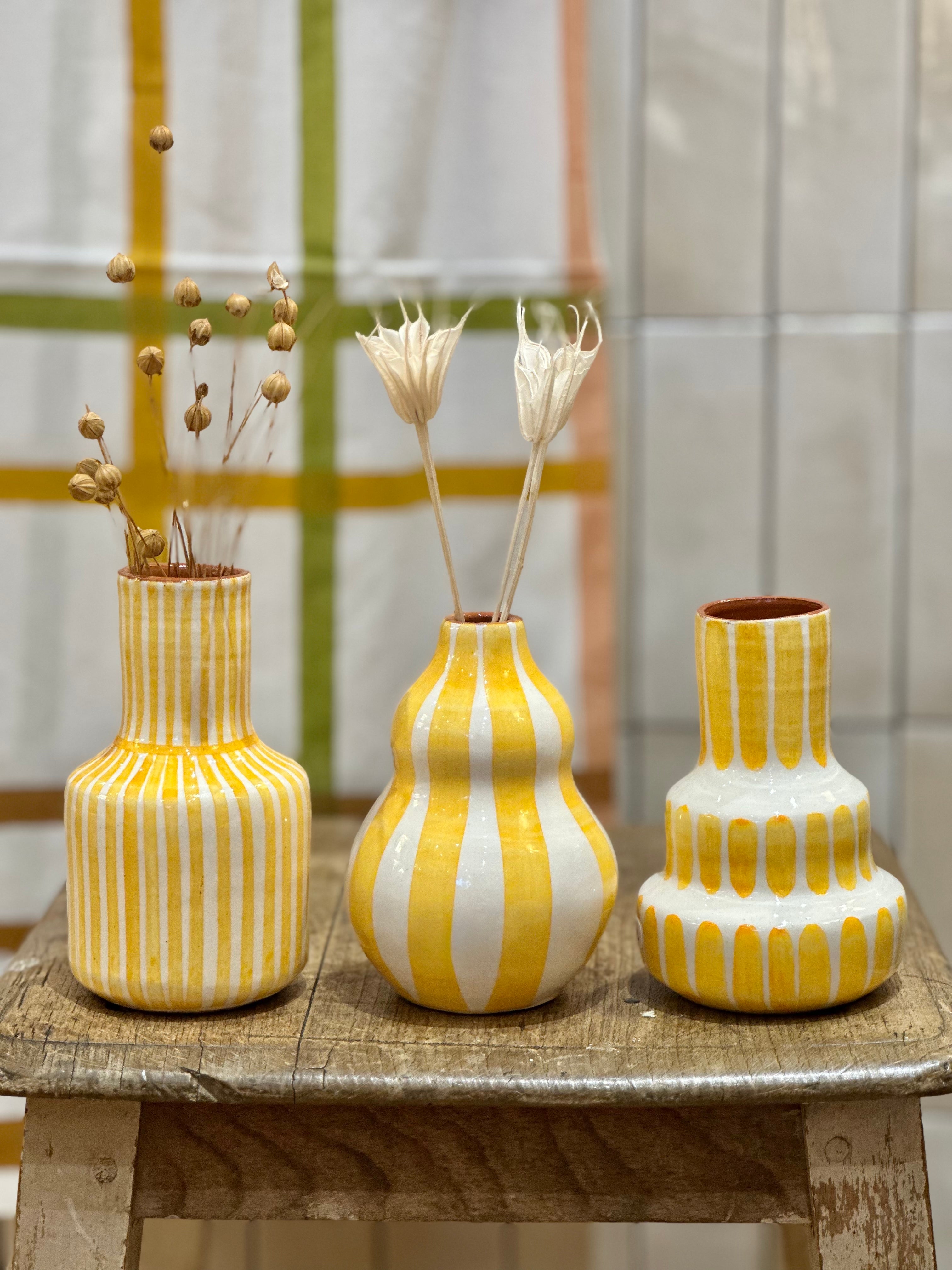 Vase rayure jaune S