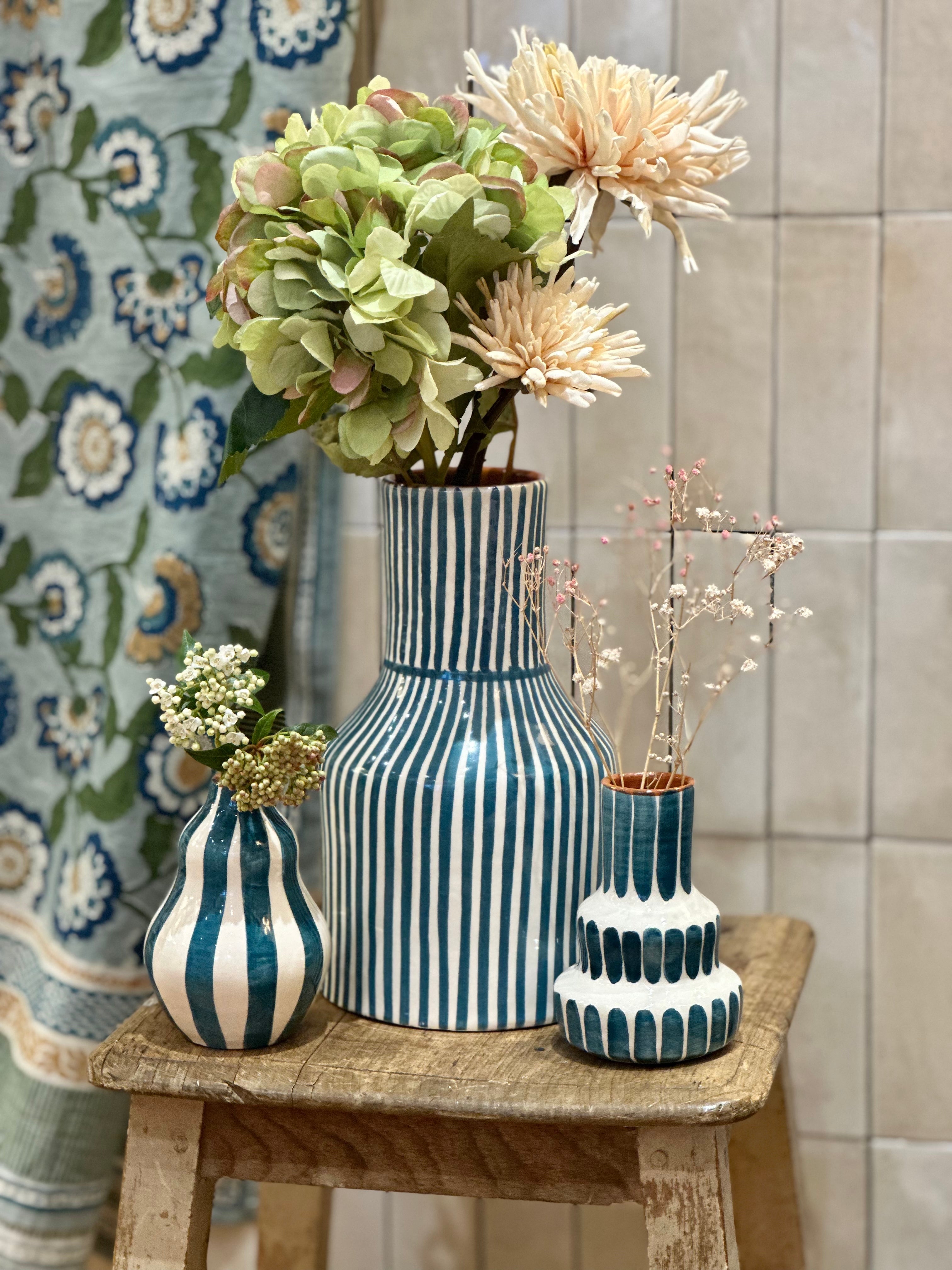 Vase carafe bleu L