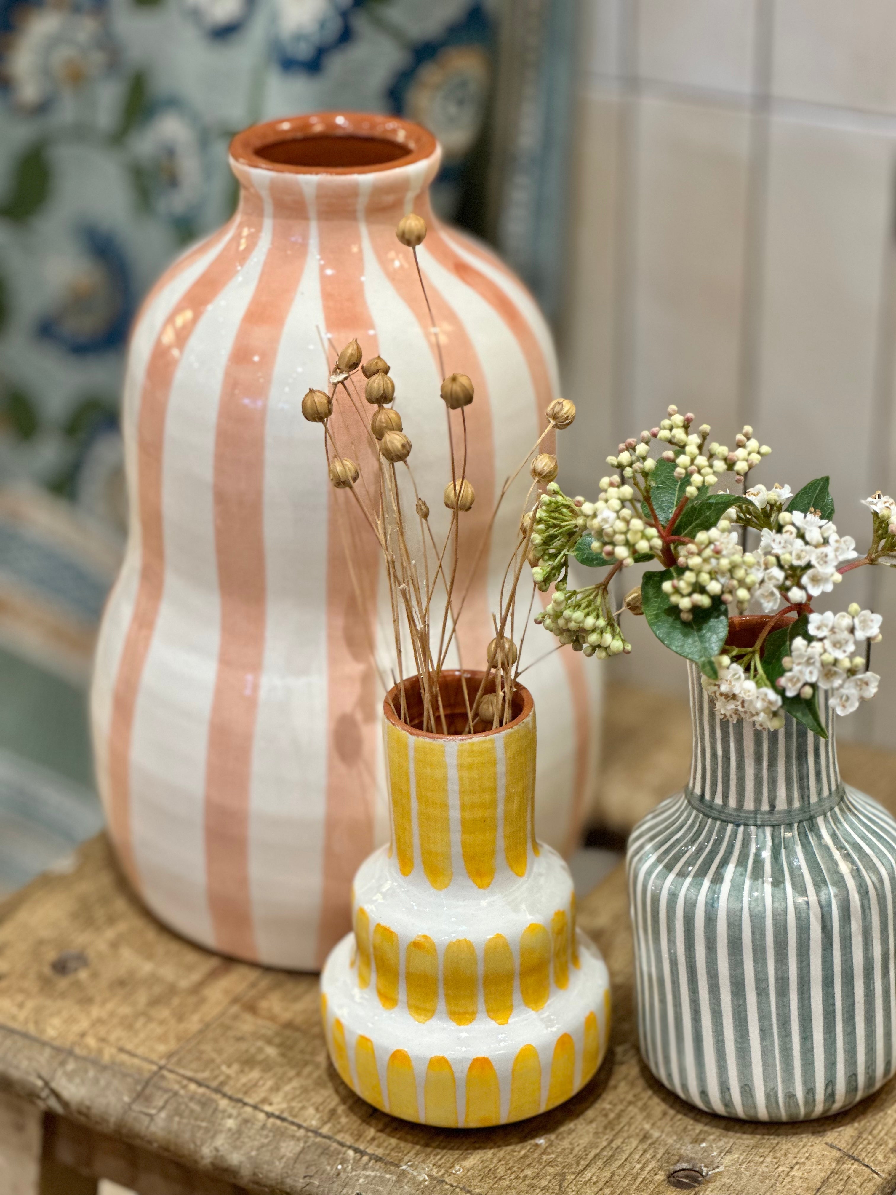Vase rayure jaune S