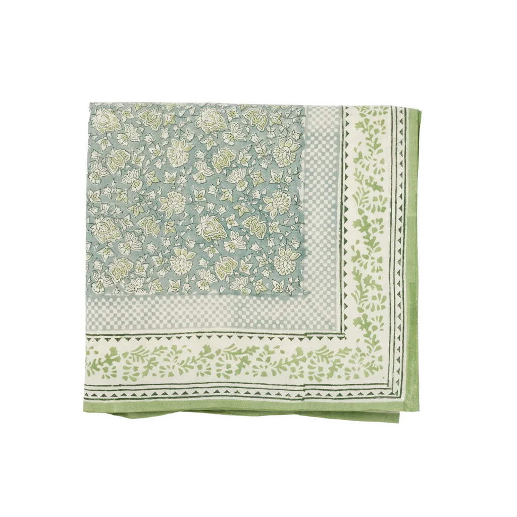 Nappe à fleurs bleu gris
