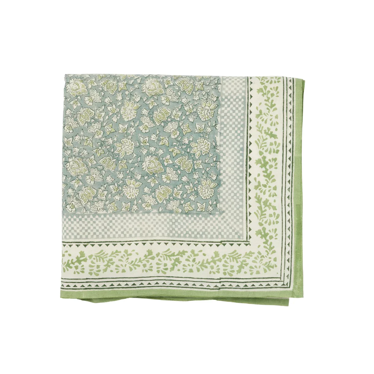 Nappe à fleurs bleu gris