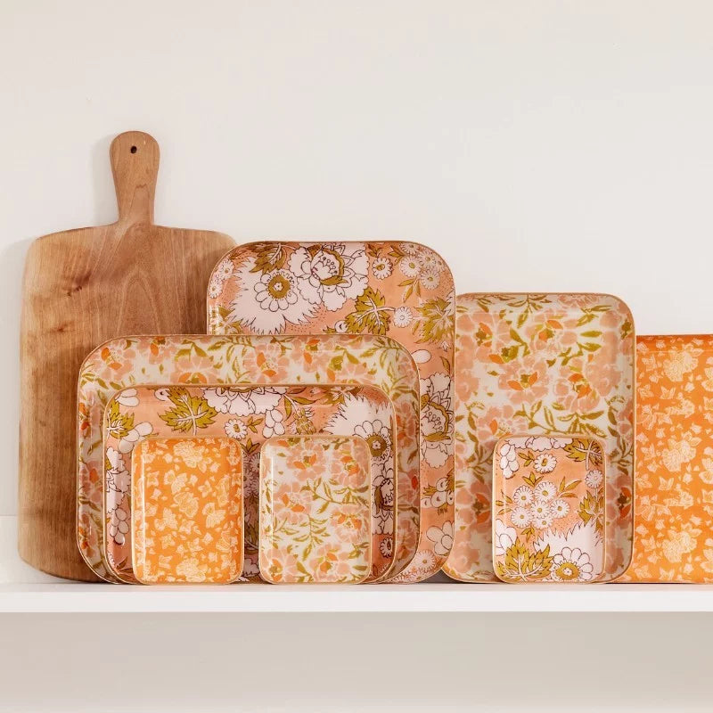 Plateau fleurs blanc et rose M