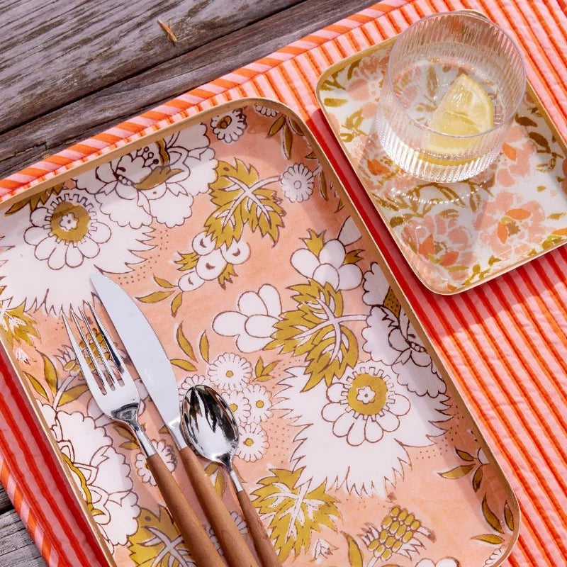 Plateau fleurs blanc et rose S