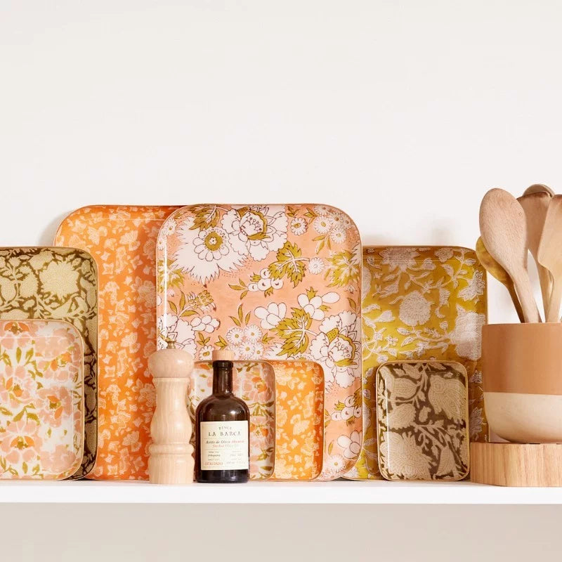 Plateau fleurs blanc et rose S