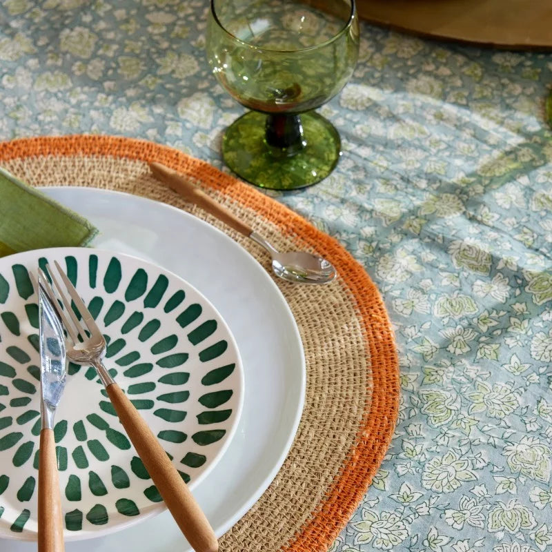 Nappe à fleurs bleu gris