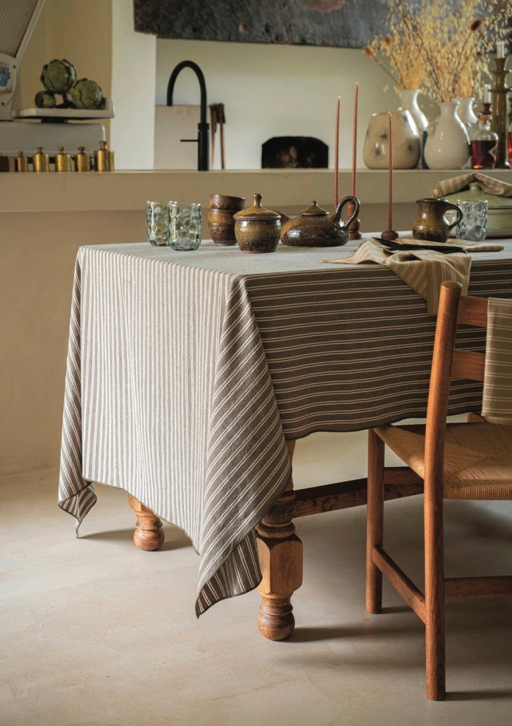 Nappe rayure camel