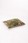 Coussin à fleurs velours avocat