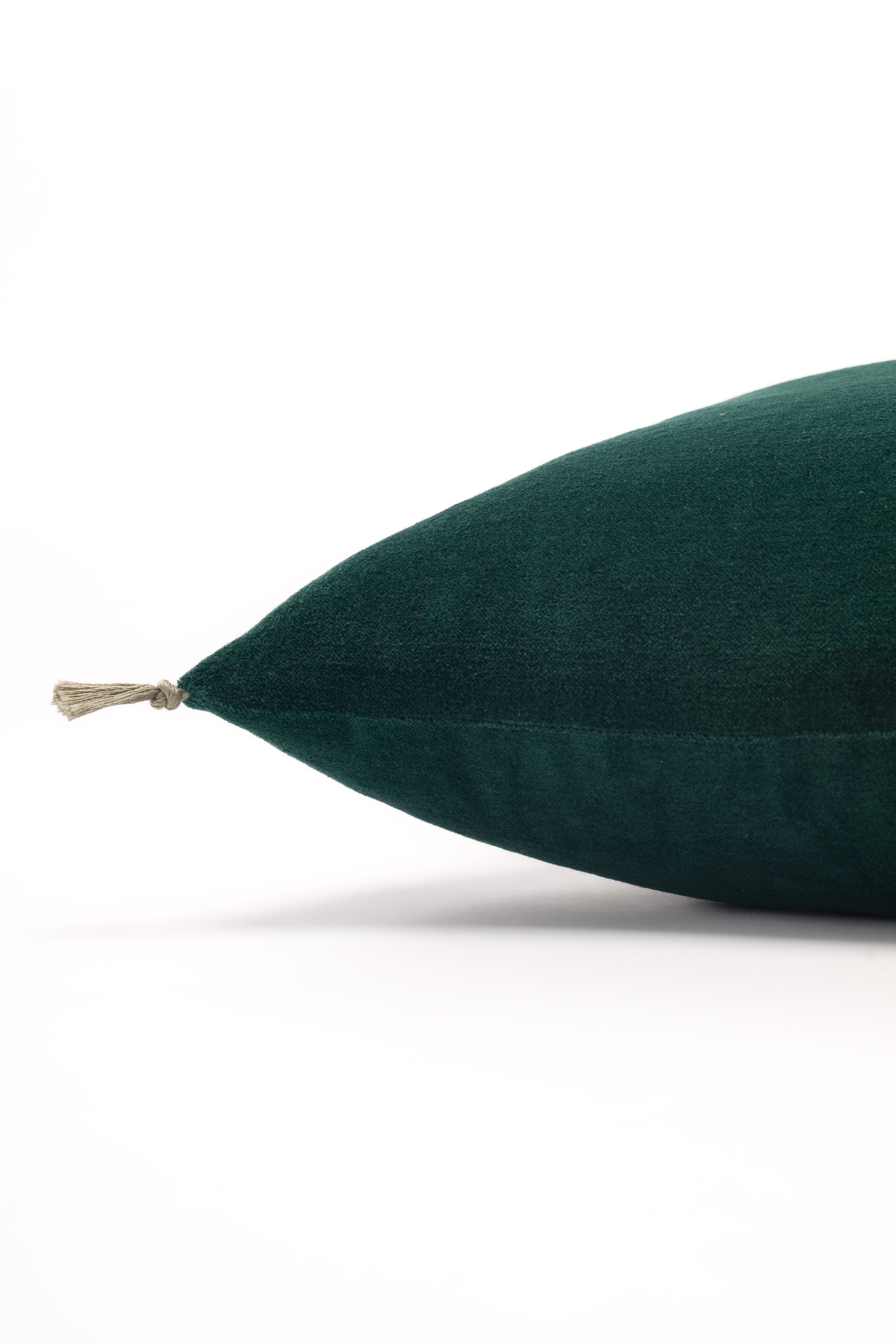 Coussin velours bleu canard