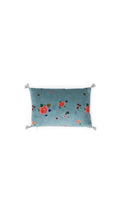 Coussin mini à fleurs velours ciel
