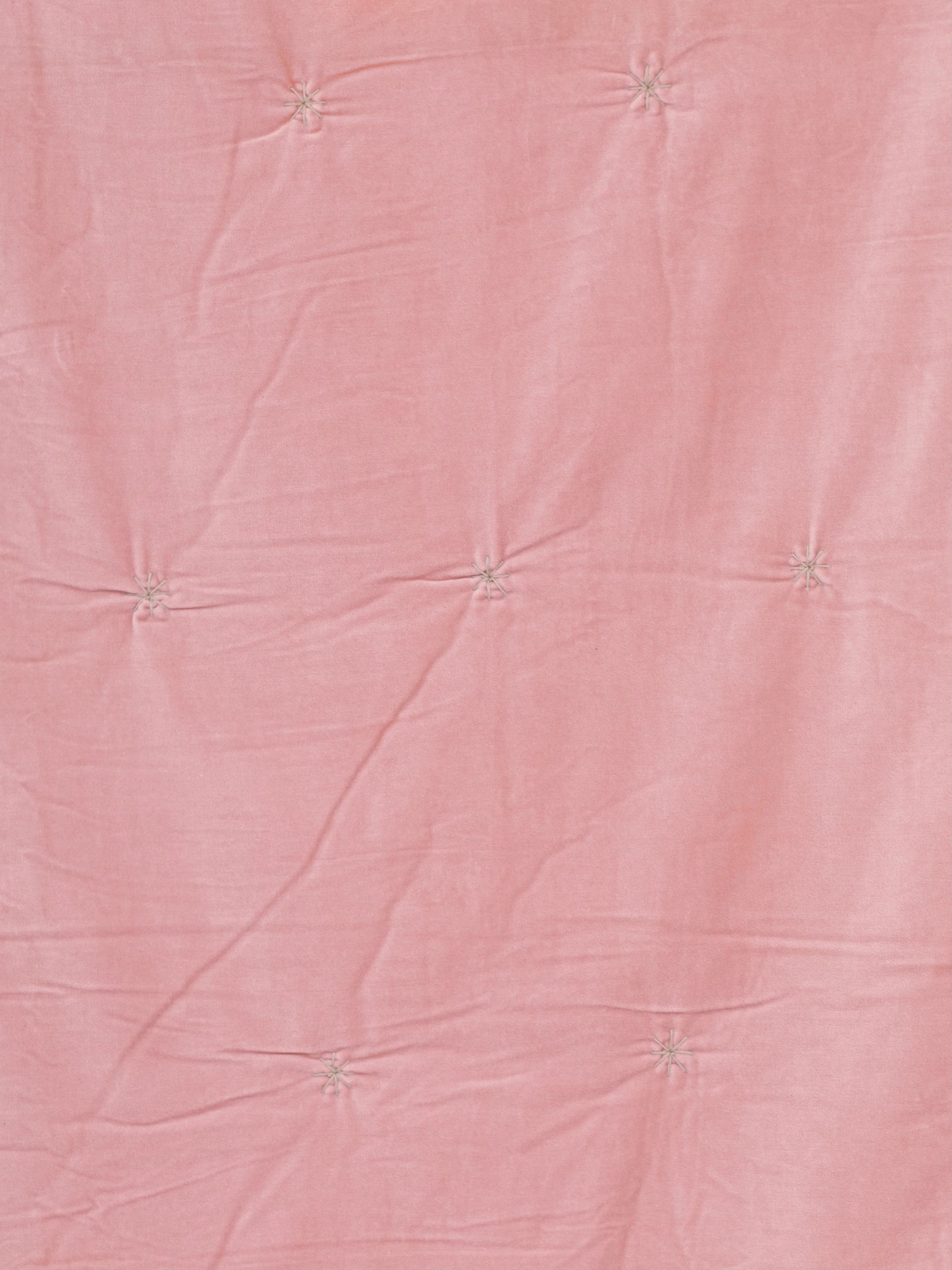 Edredon velours rose poudre