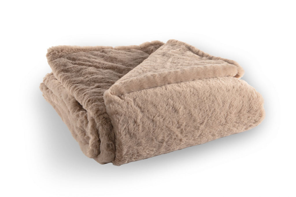 Plaid XL fausse fourrure taupe