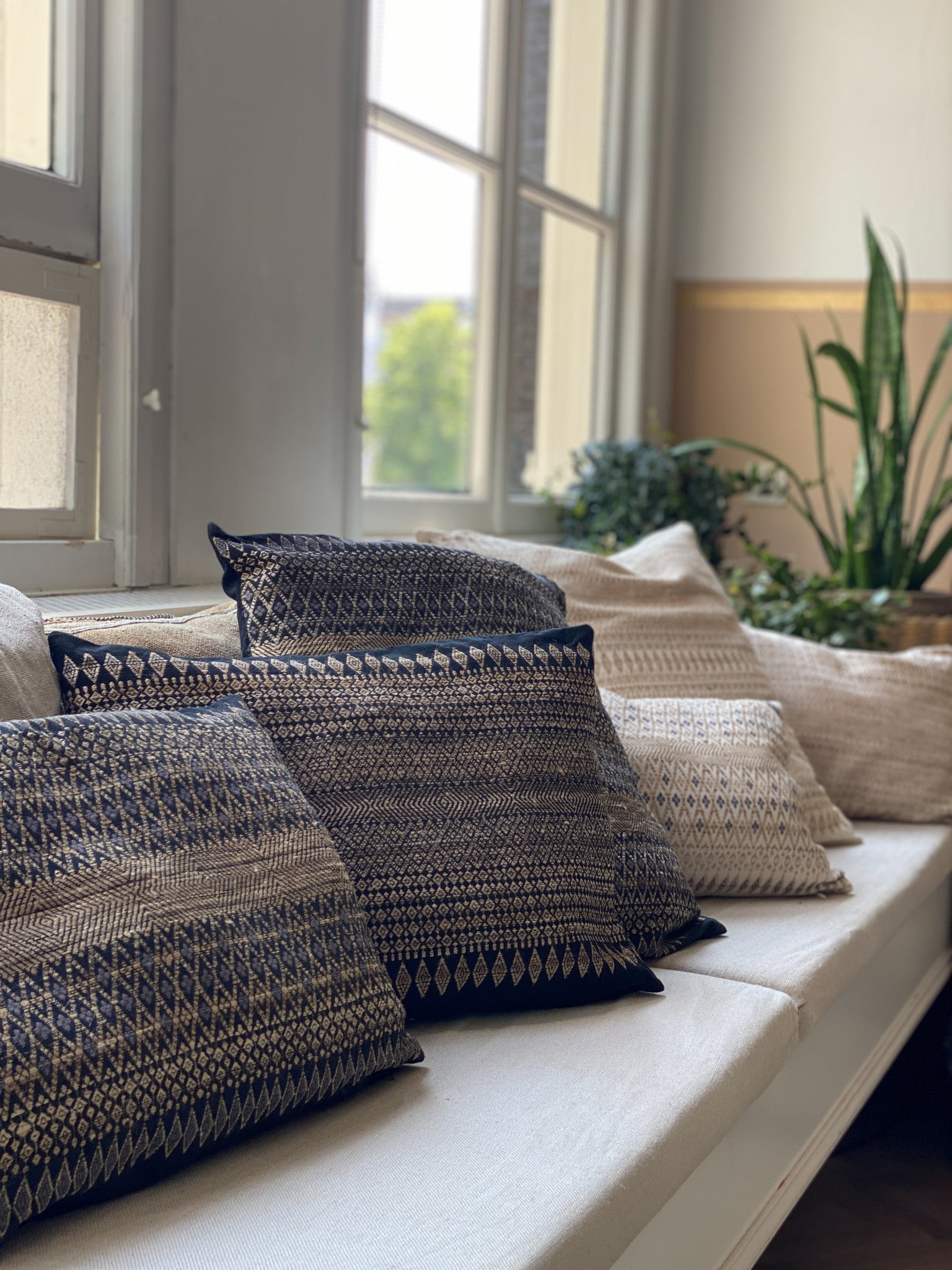 Coussin coton et soie