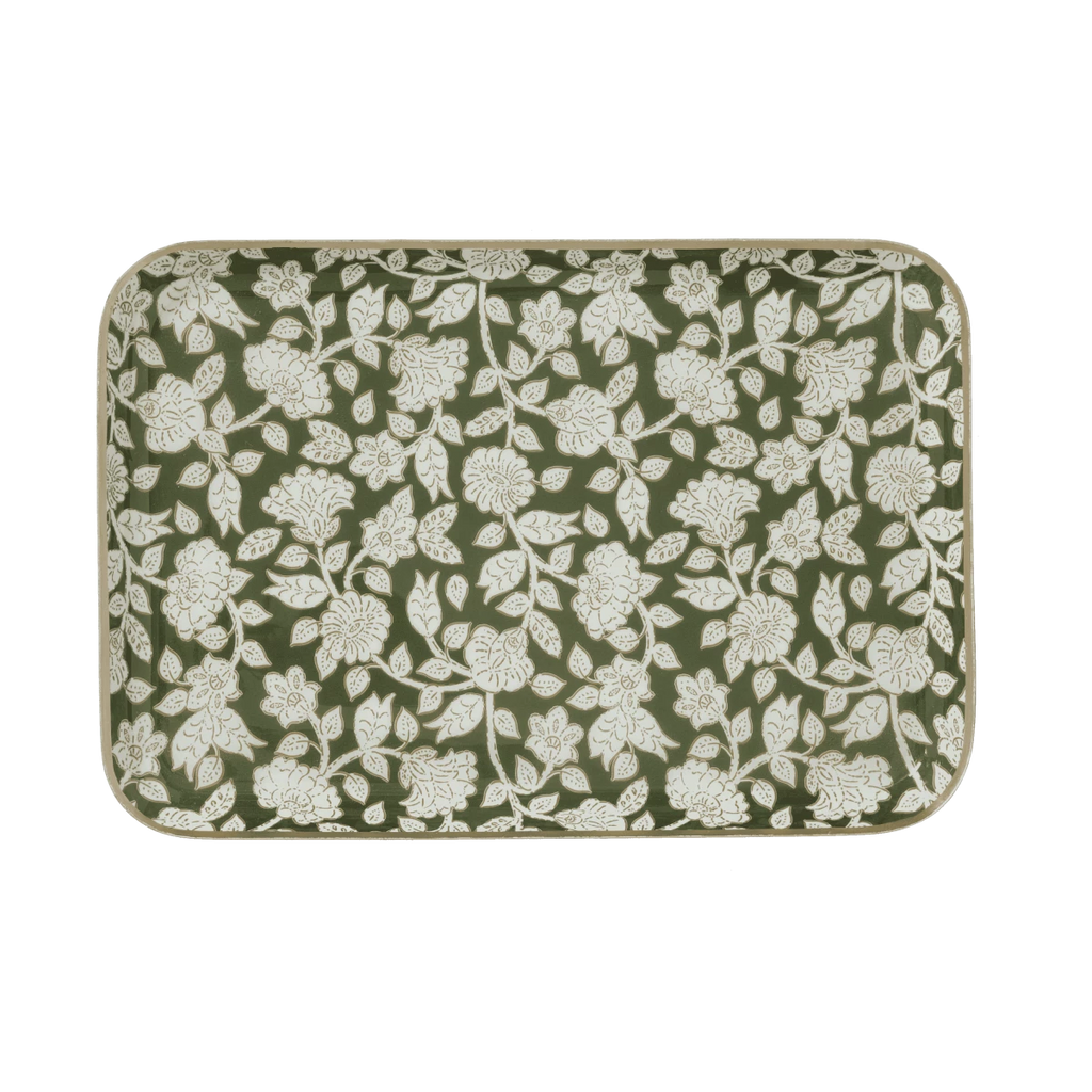 Plateau fleurs vert M