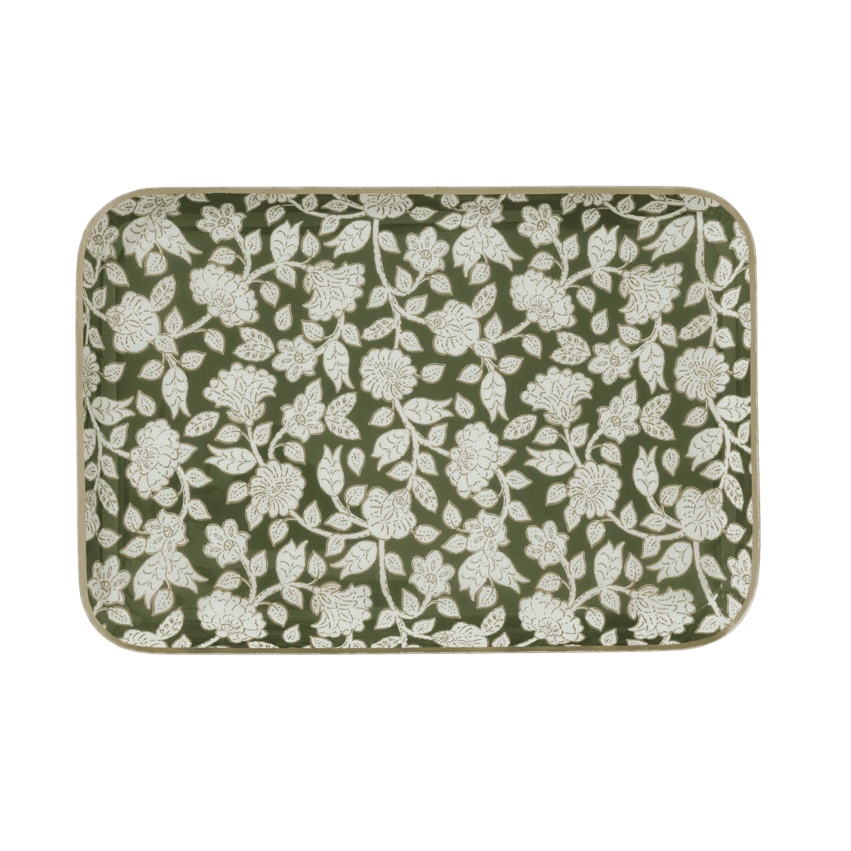Plateau fleurs vert M