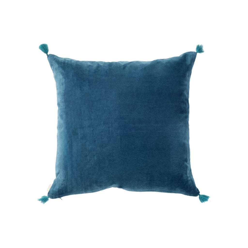Coussin fleuri bleu