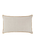 Coussin lin naturel bordure curry