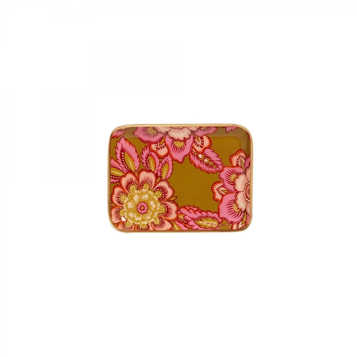 Plateau fleurs kaki rose