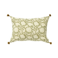 Coussin à fleurs kaki