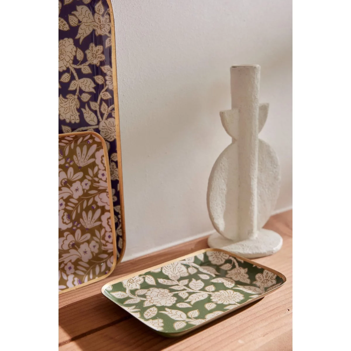 Plateau fleurs vert