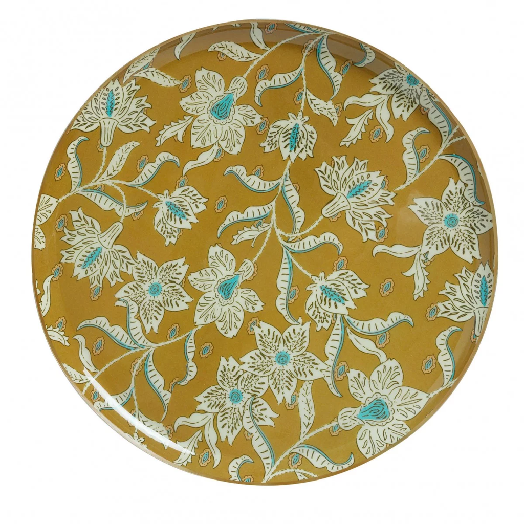 Plateau fleurs rond absynthe L