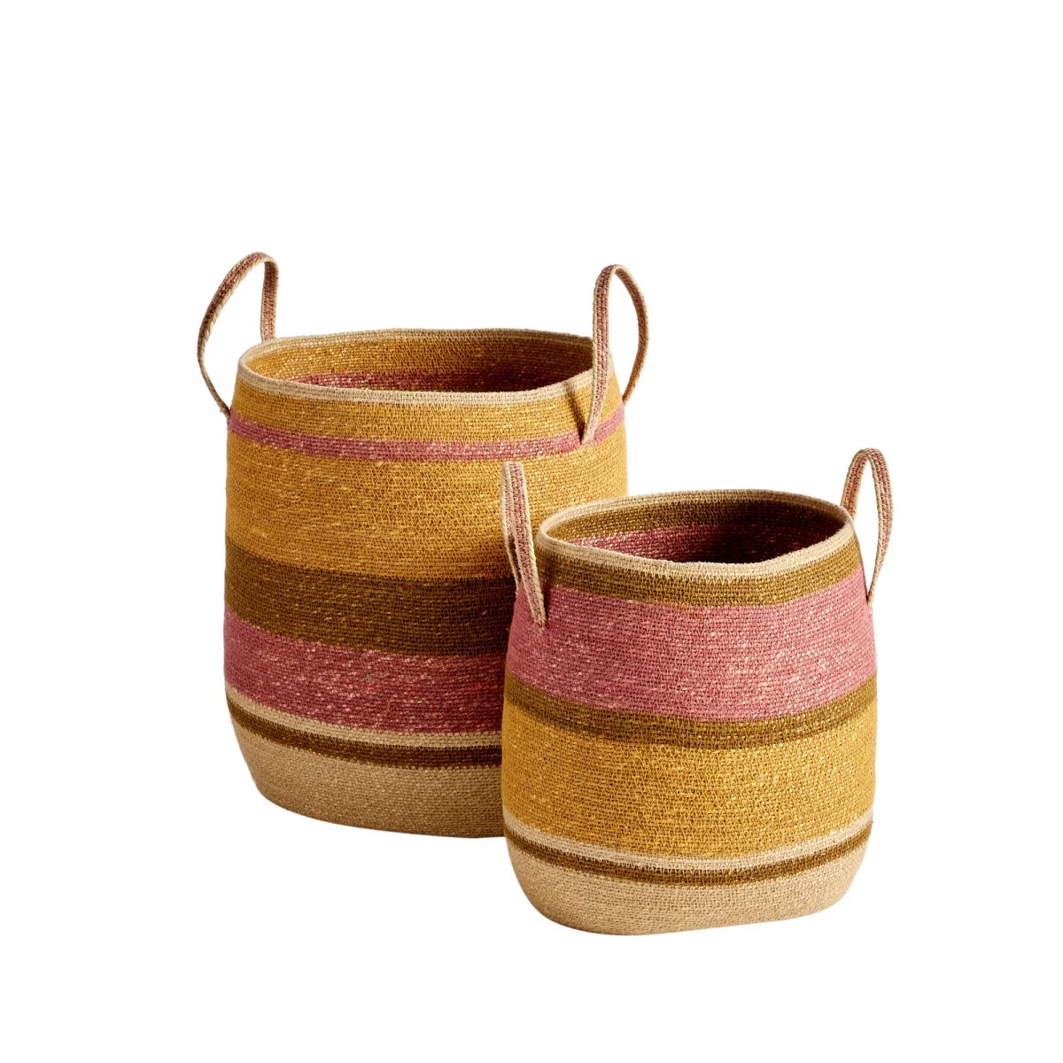 Panier anse tissé mais rose S