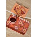 Plateau fleurs kaki terracotta