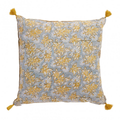 Coussin à fleurs bleu gris