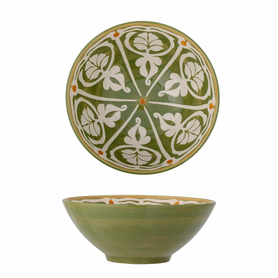 Saladier vert décoré à la main